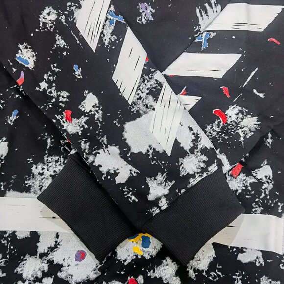 OFF-WHITE Black Ink-Splashed Round Neck Long Sleeves - Picture 3 of 6